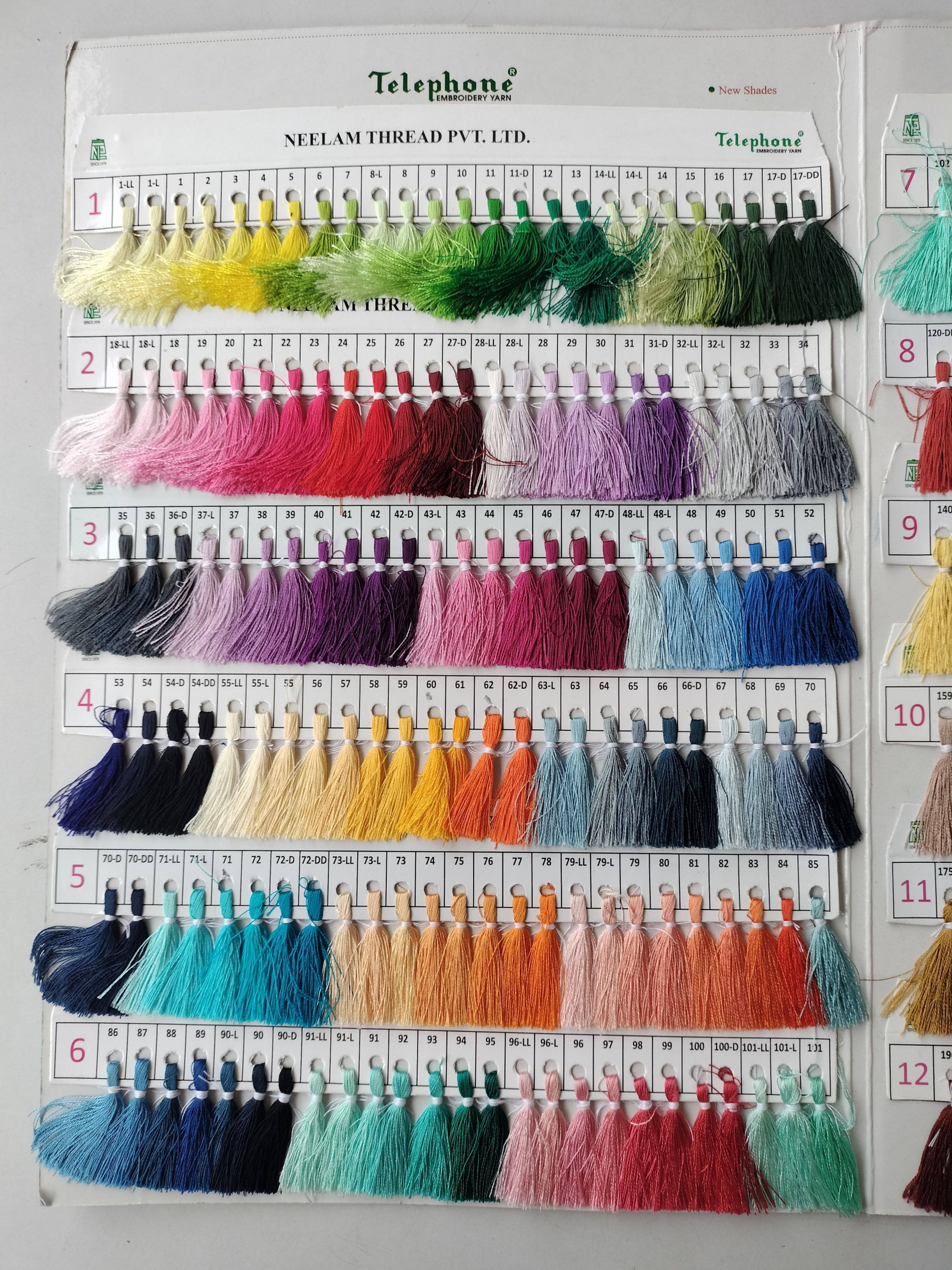 Viscose thread colour book page 1