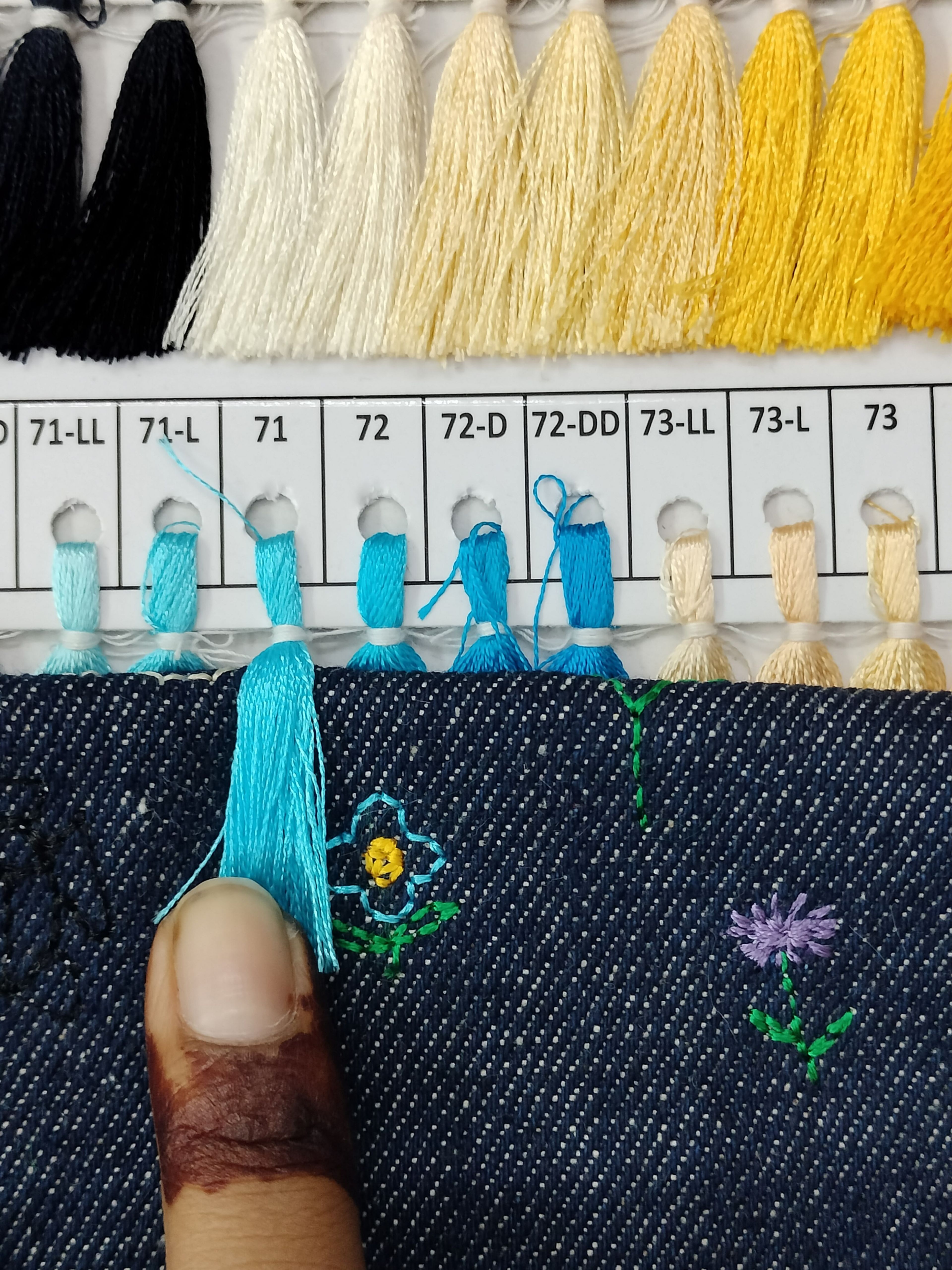 Teal tote bag with embroidered telephone design