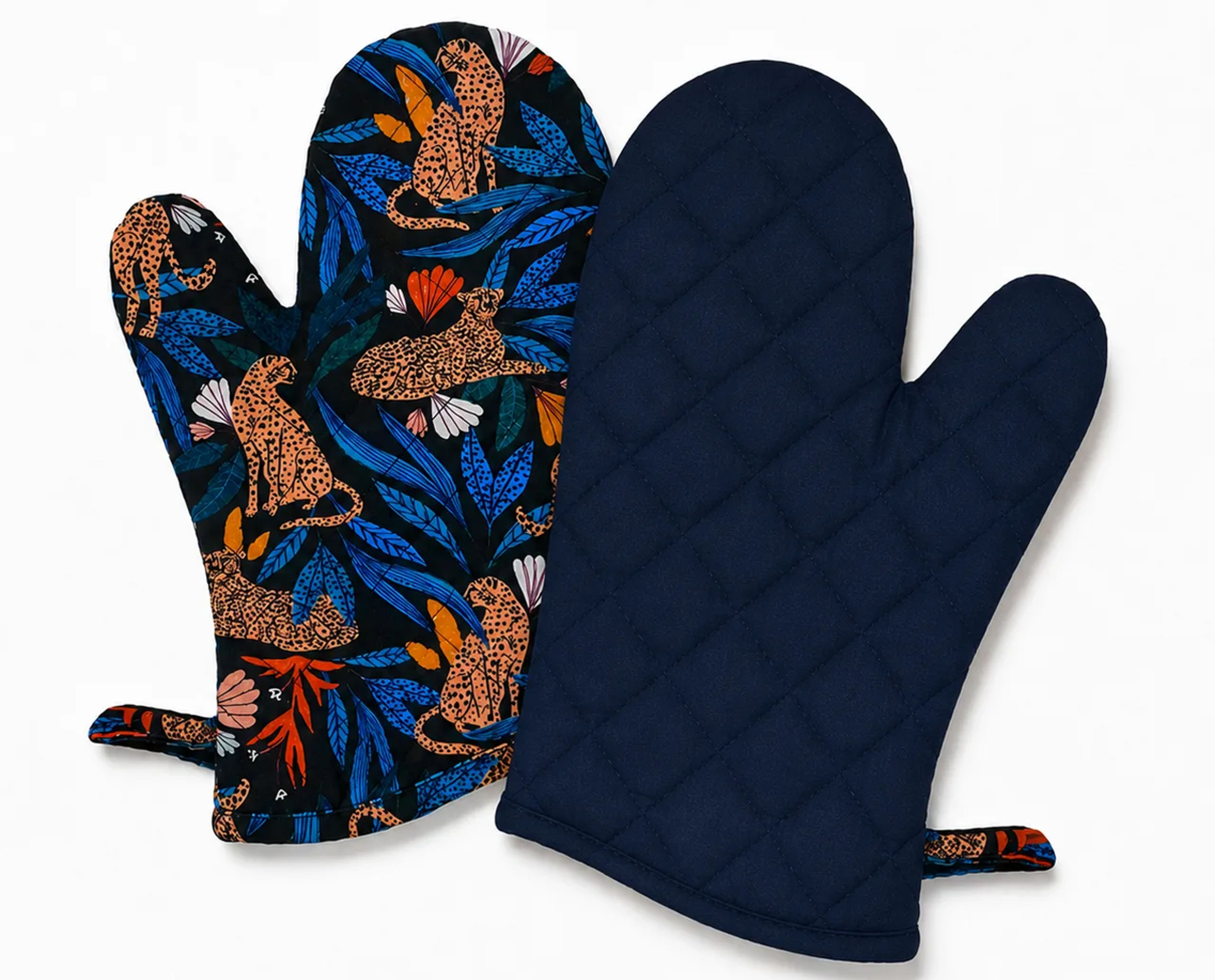 Oven Mitts with allover digital print and solid color printing