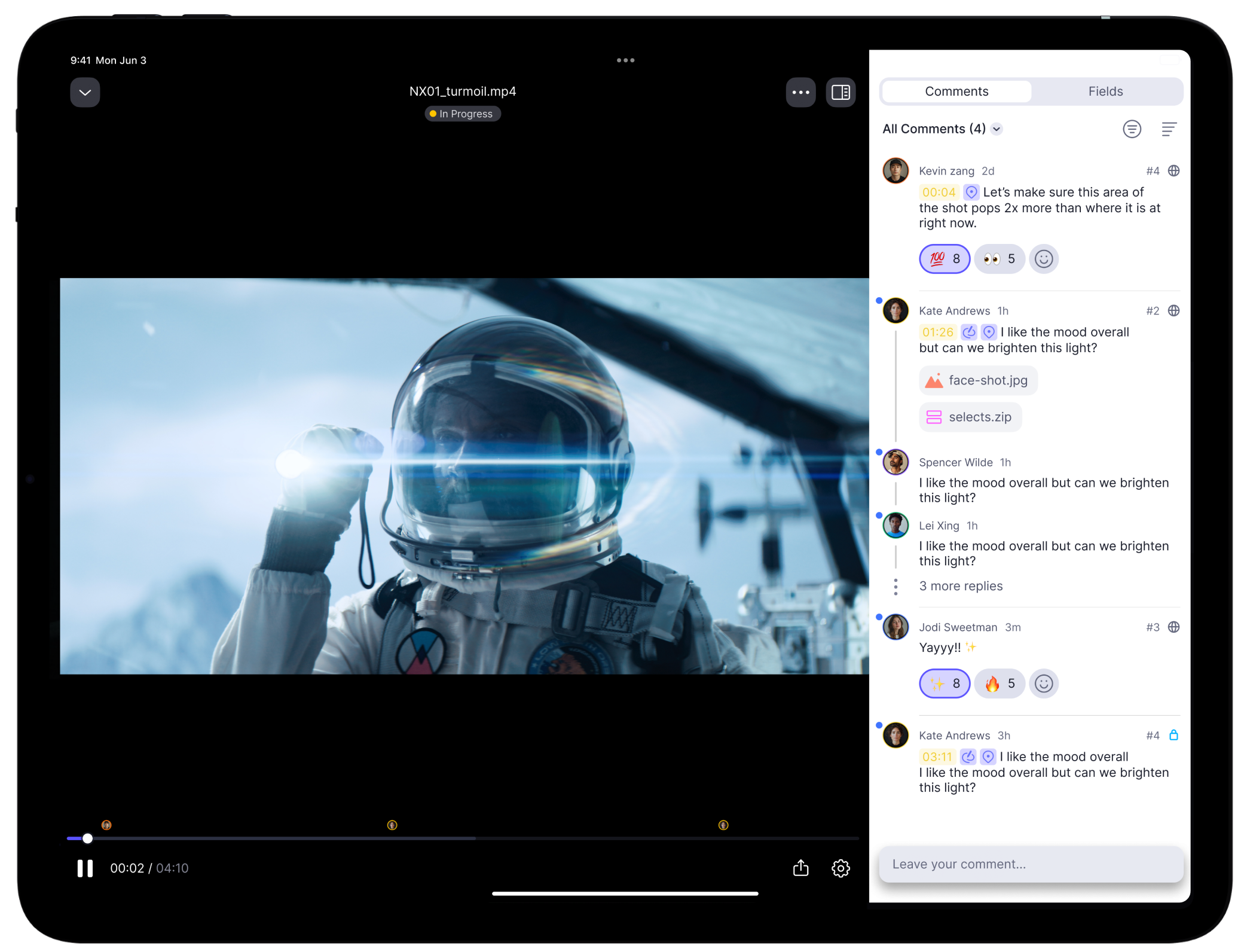 iPad with Frame.io app
