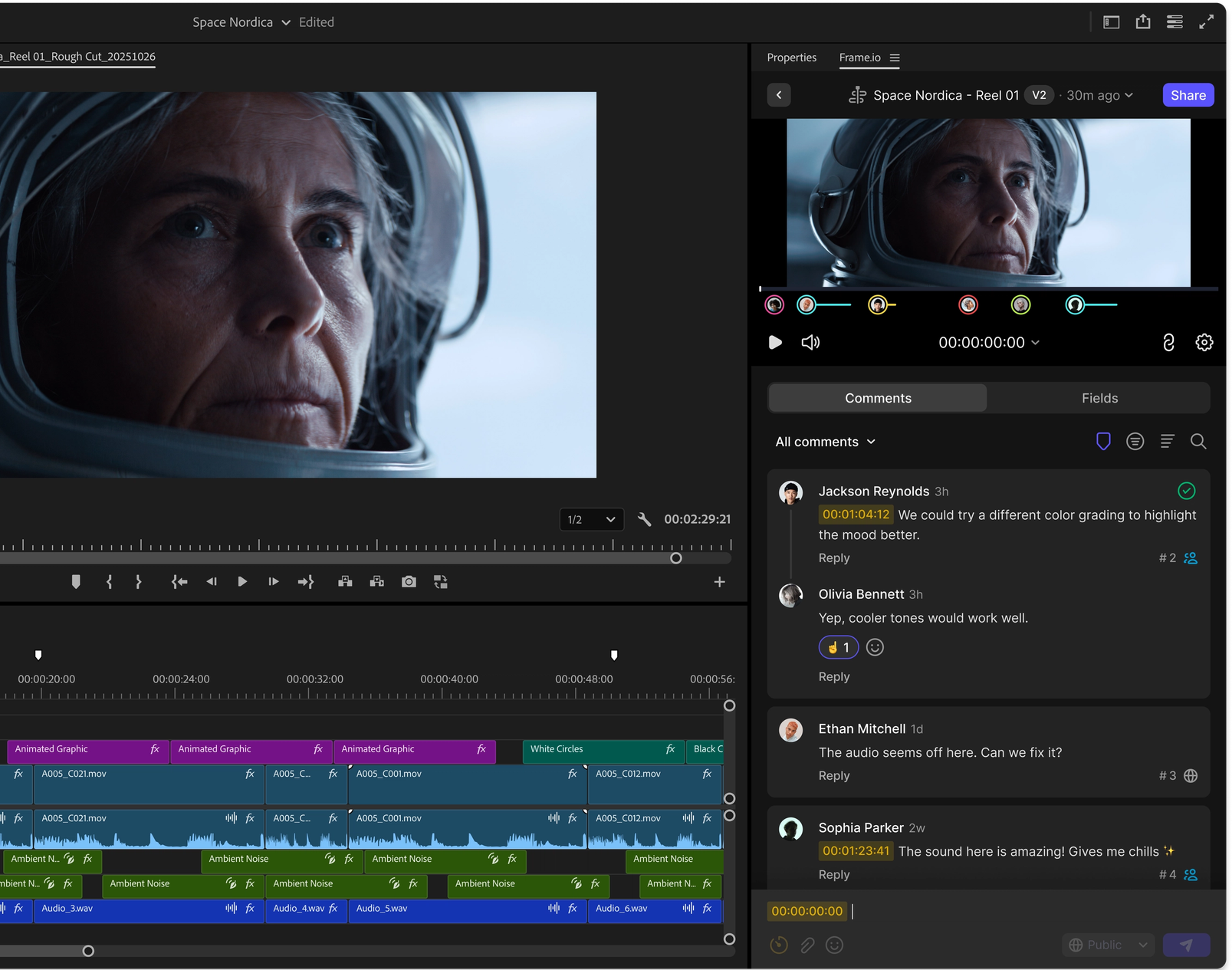 Frame.ioインターフェイスのスクリーンショット