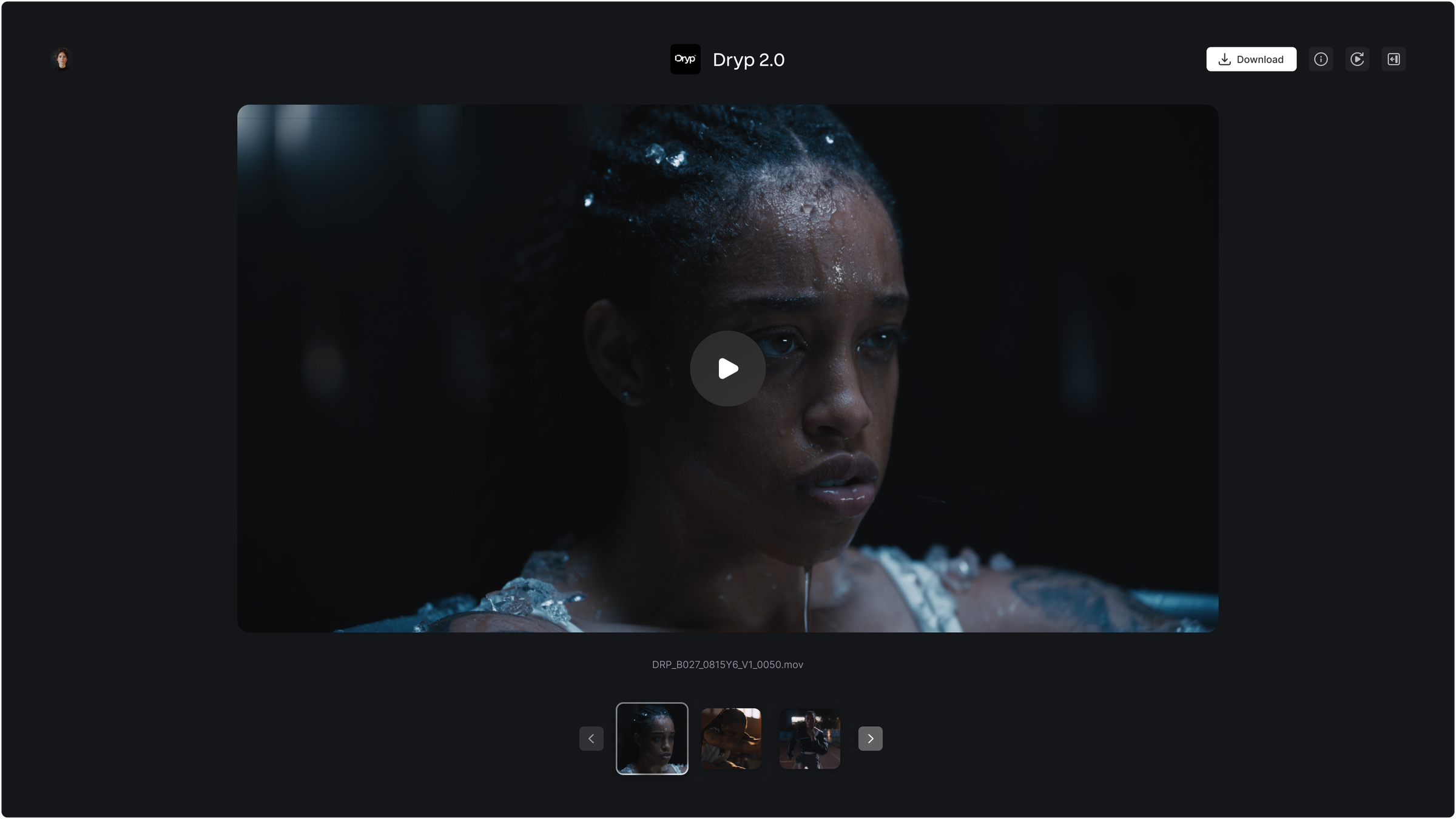 Captura de tela da interface do Frame.io