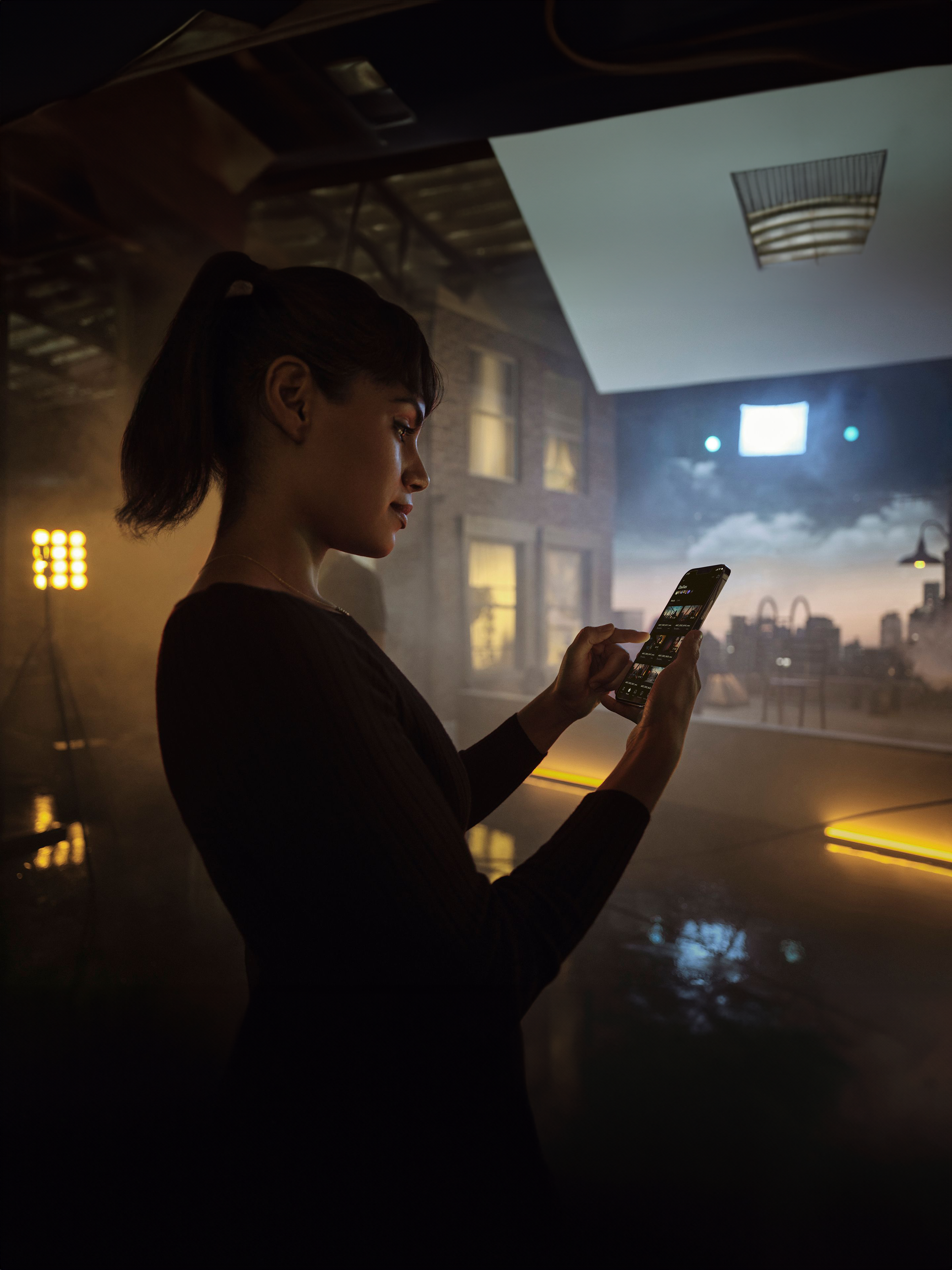 Woman using Camera to Cloud app on smart phone