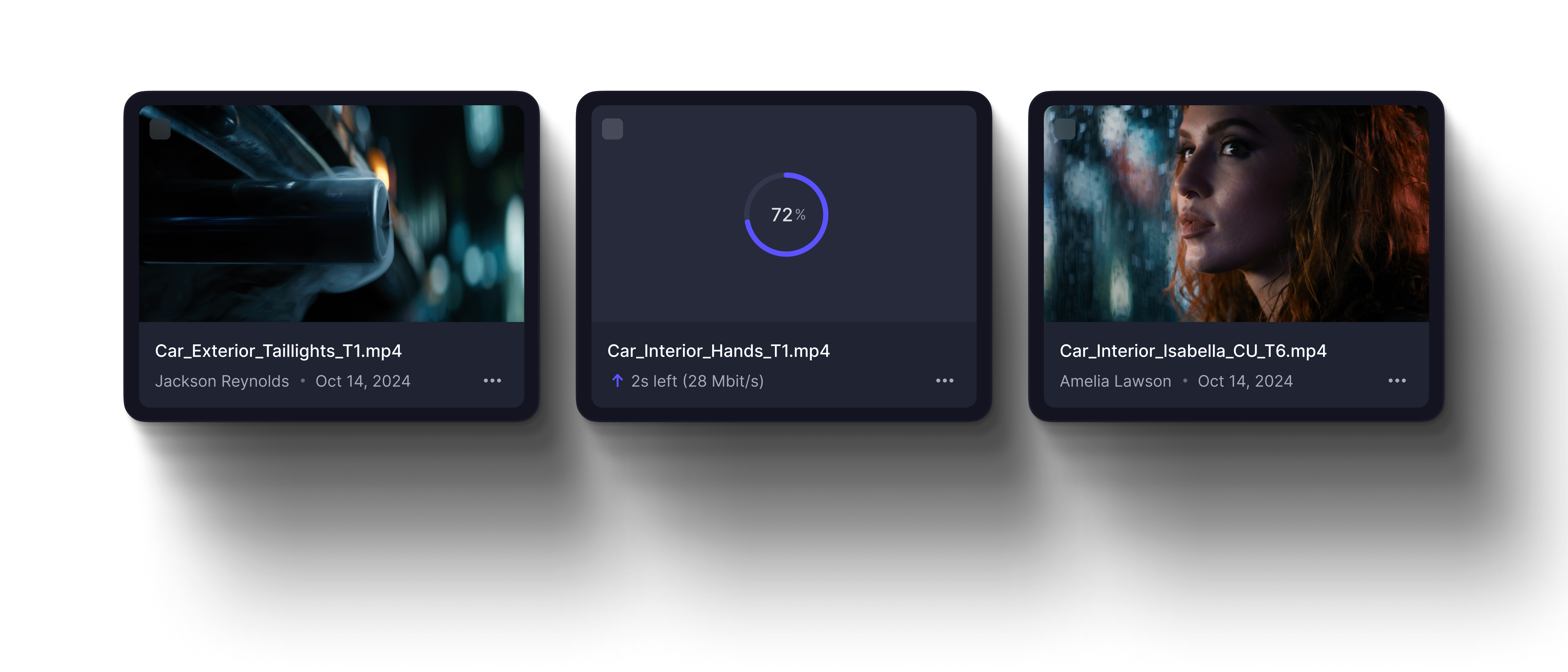 Frame.io interface screenshots