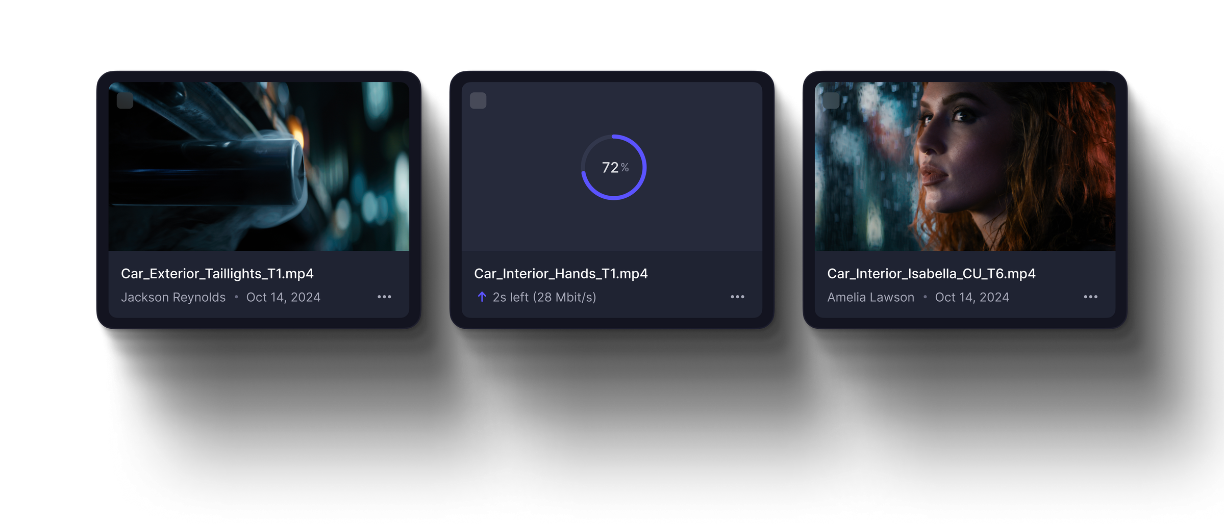 Frame.io interface screenshots