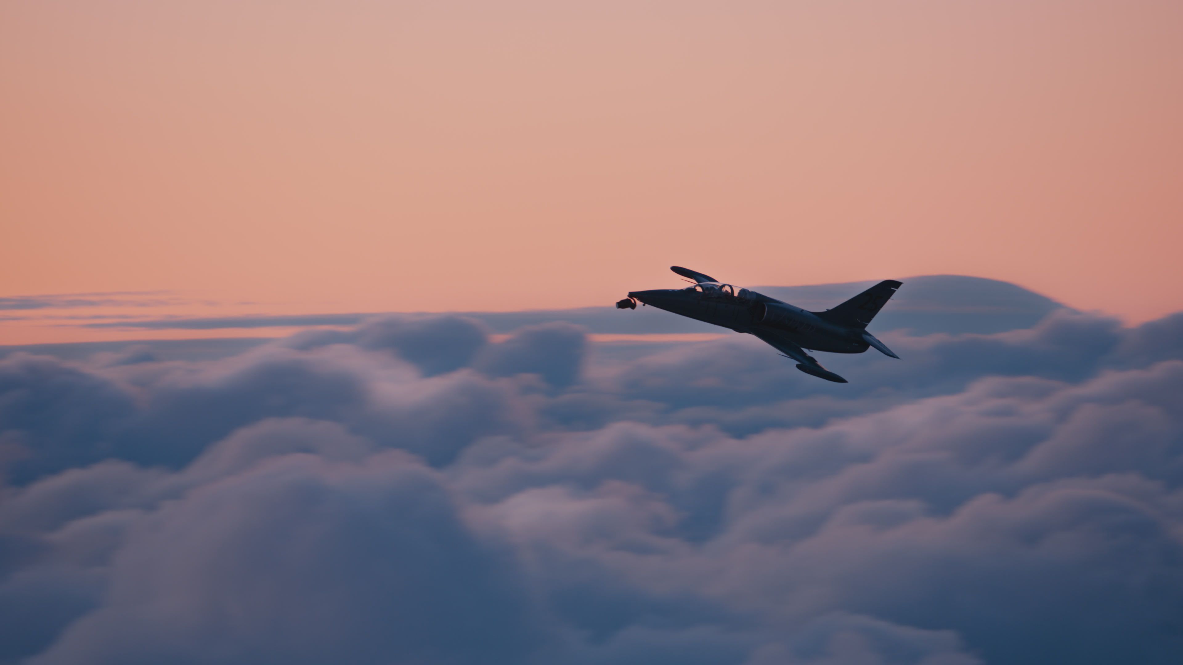 Airplane above the clouds.