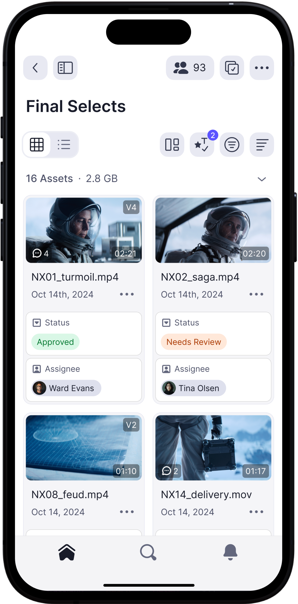 Iphone with Frame.io app