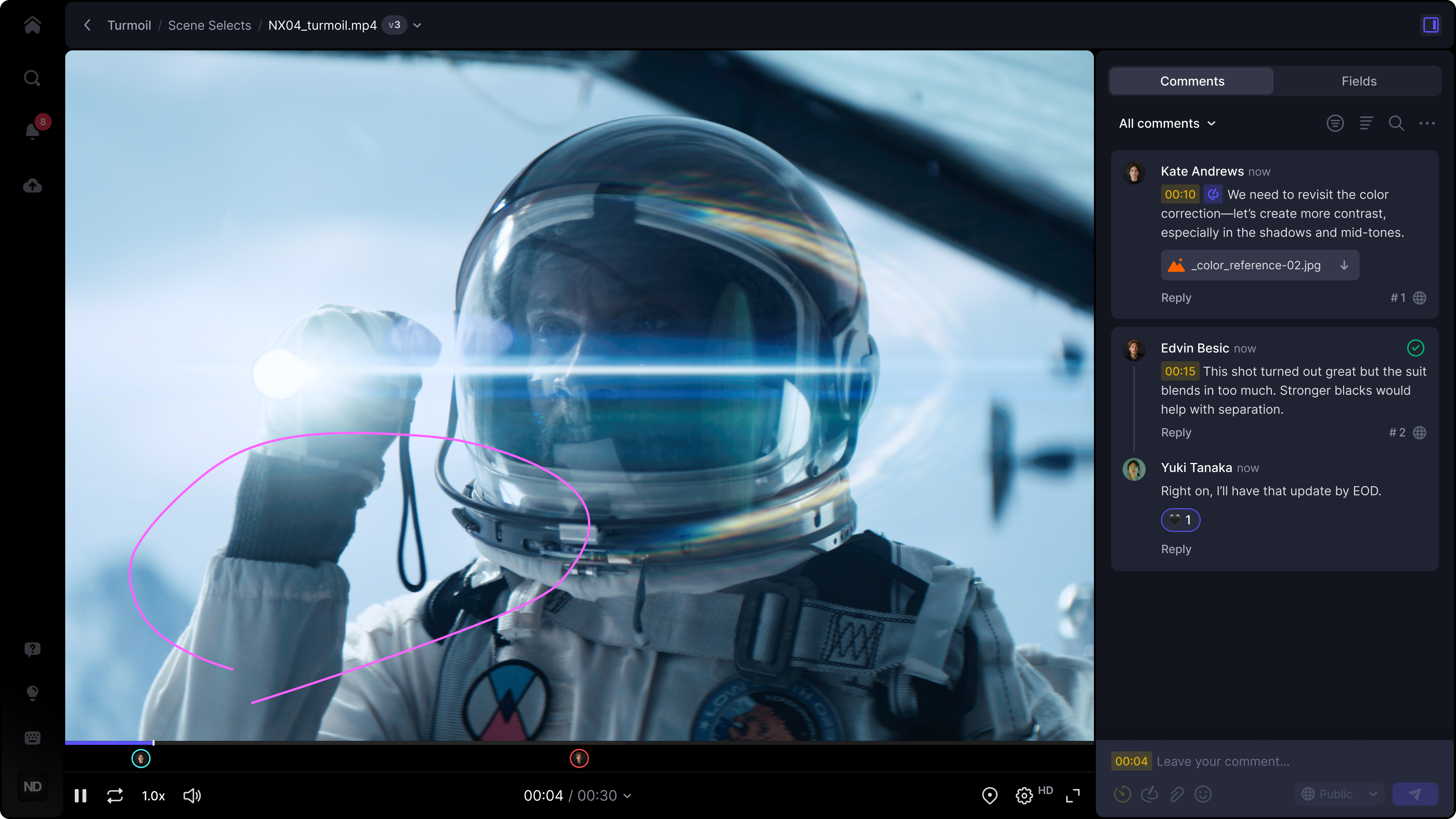 Frame.io interface screenshot