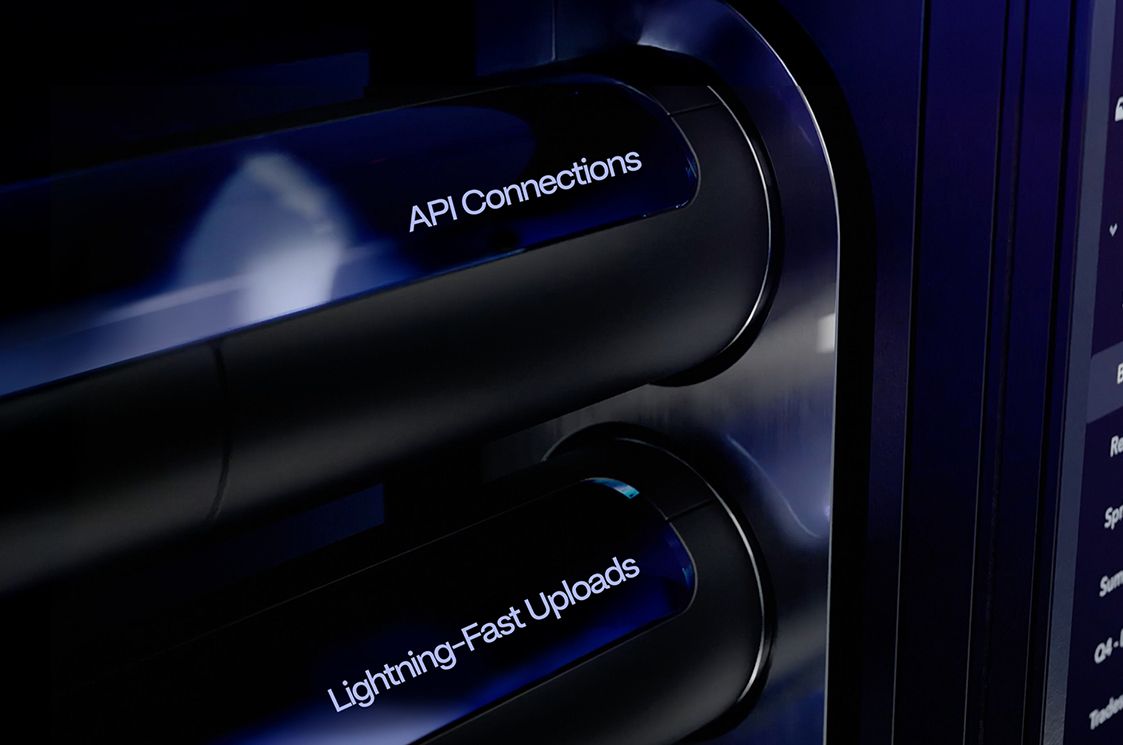 high tech tubes labeled api connections and lightning-fast uploads