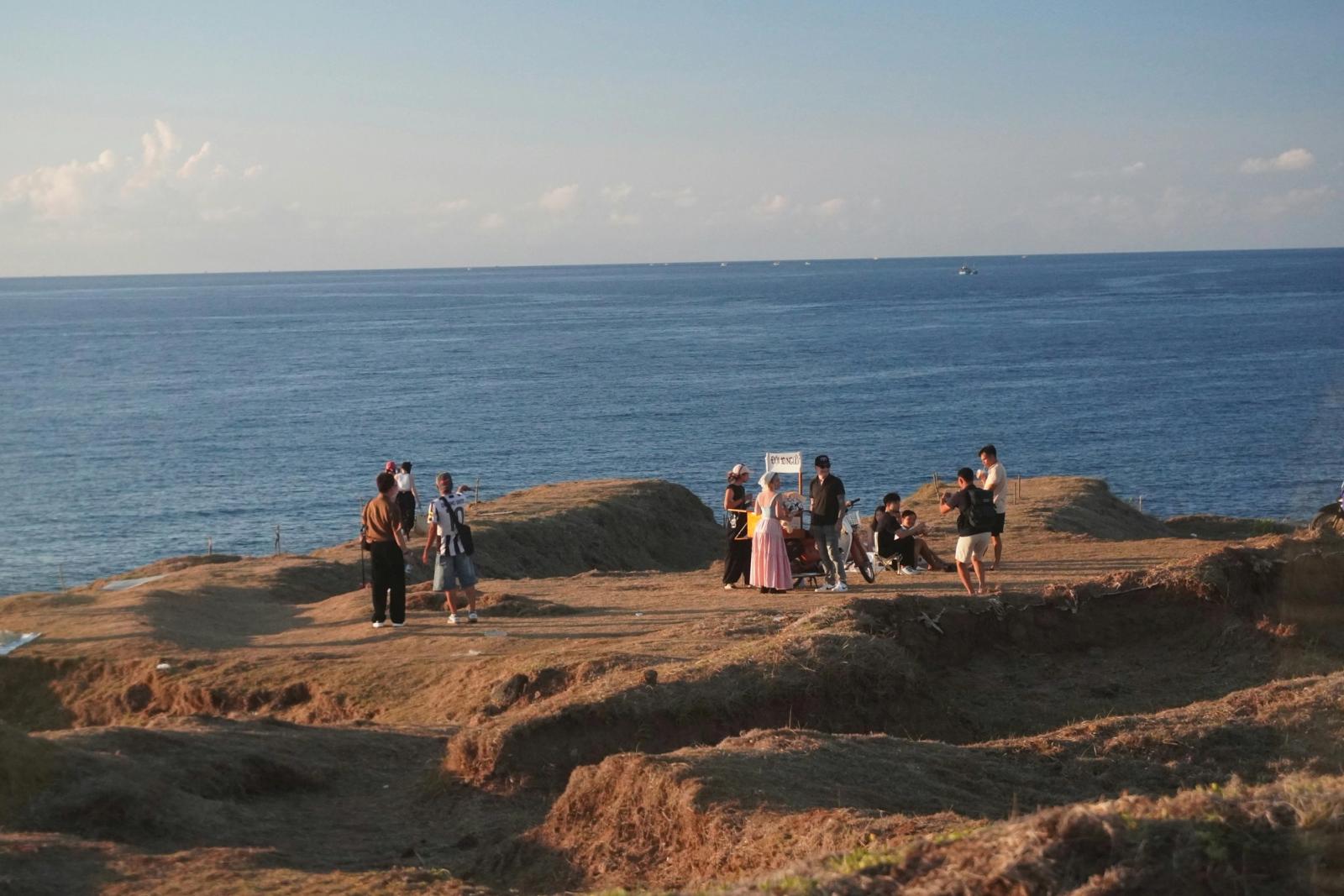 Travelers exploring a tropical destination