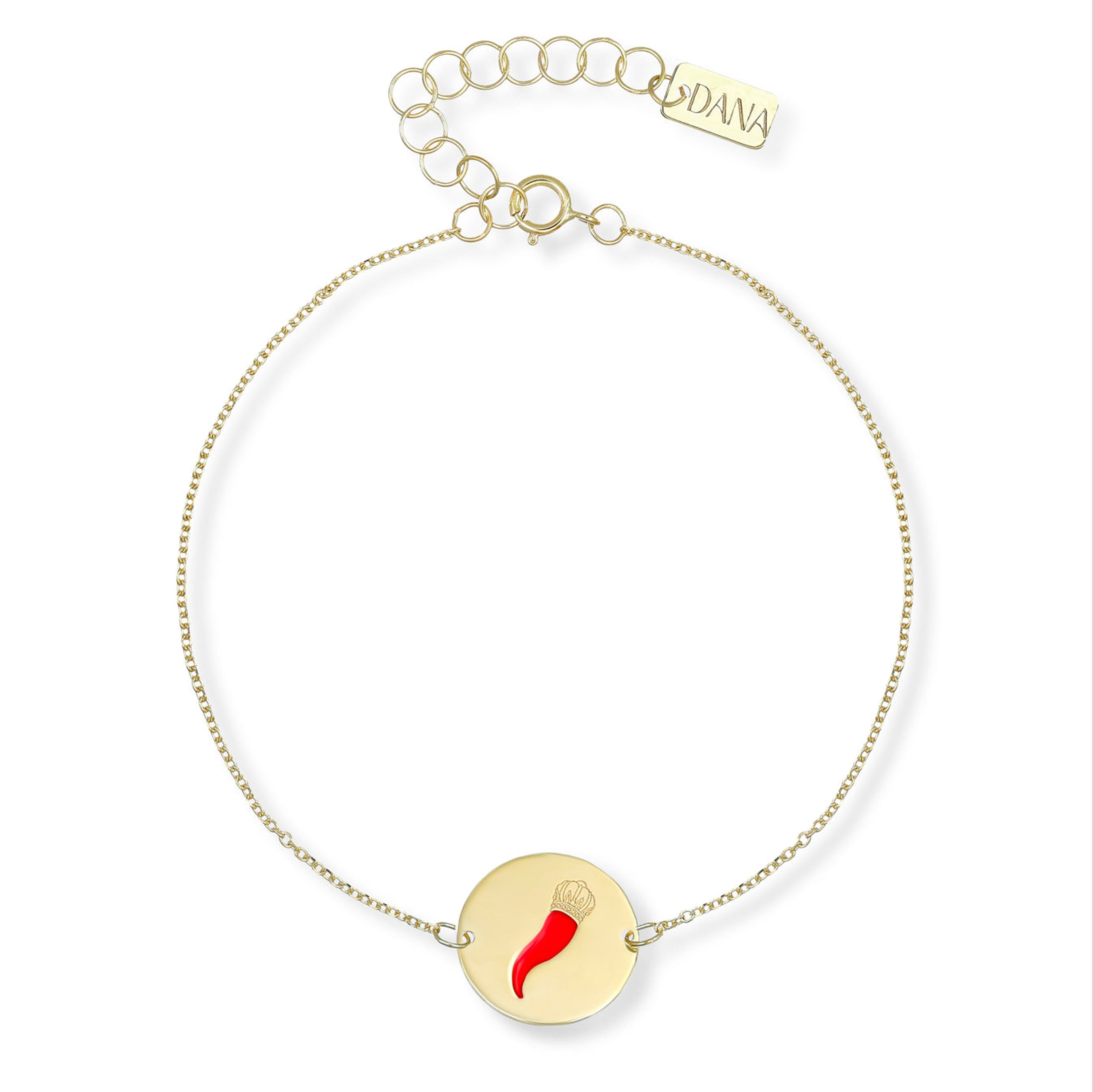 Bracciale Scaramantico da Uomo e da Donna con Corno Napoletano su piastra tonda