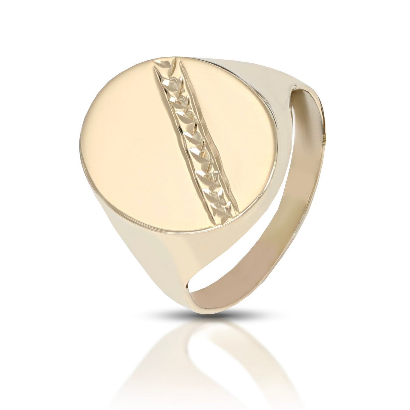 Anello da Uomo a scudo di forma ovale con striscia diamantata
