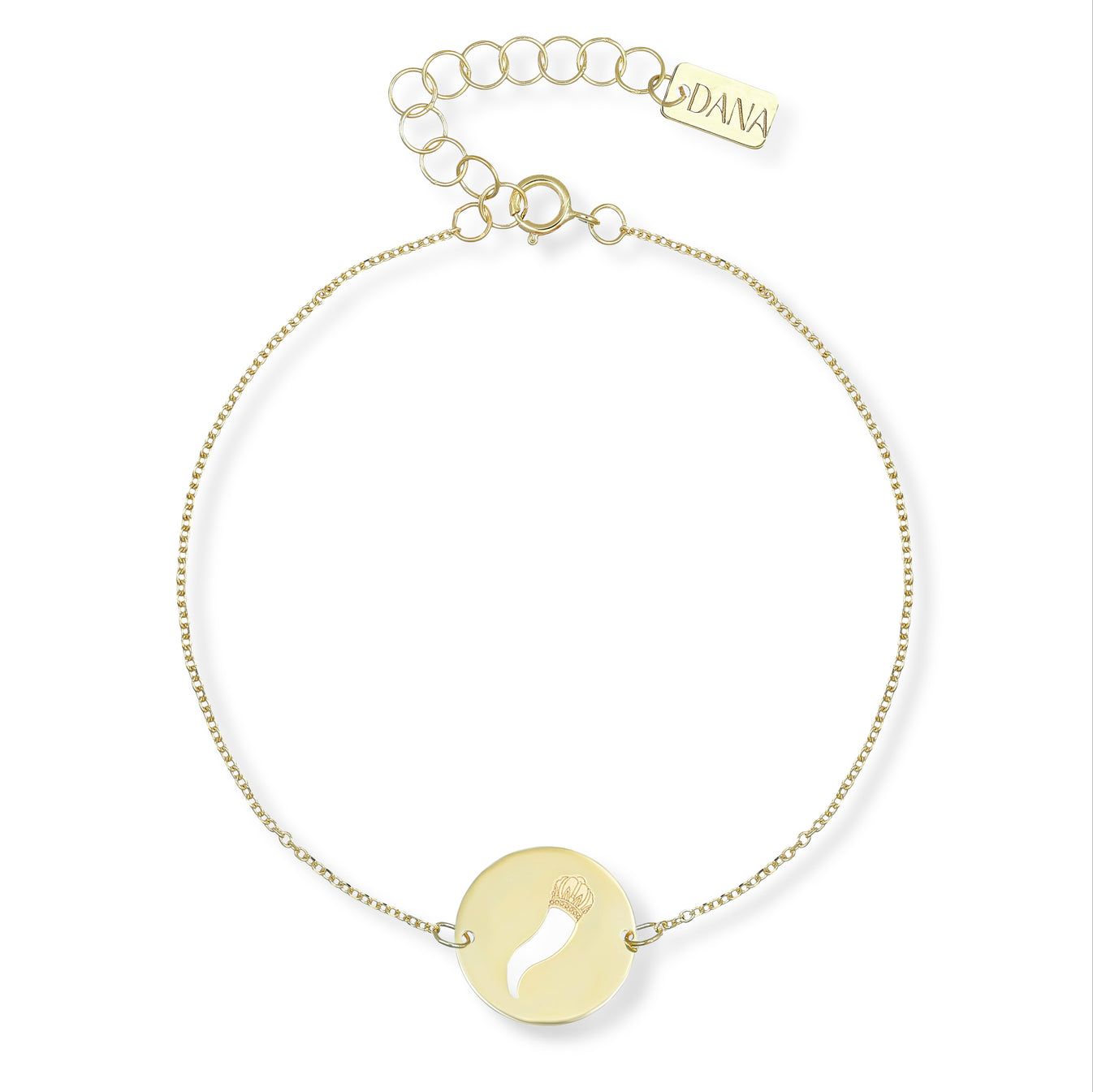 Bracciale Scaramantico da Uomo e da Donna con Corno Napoletano su piastra tonda
