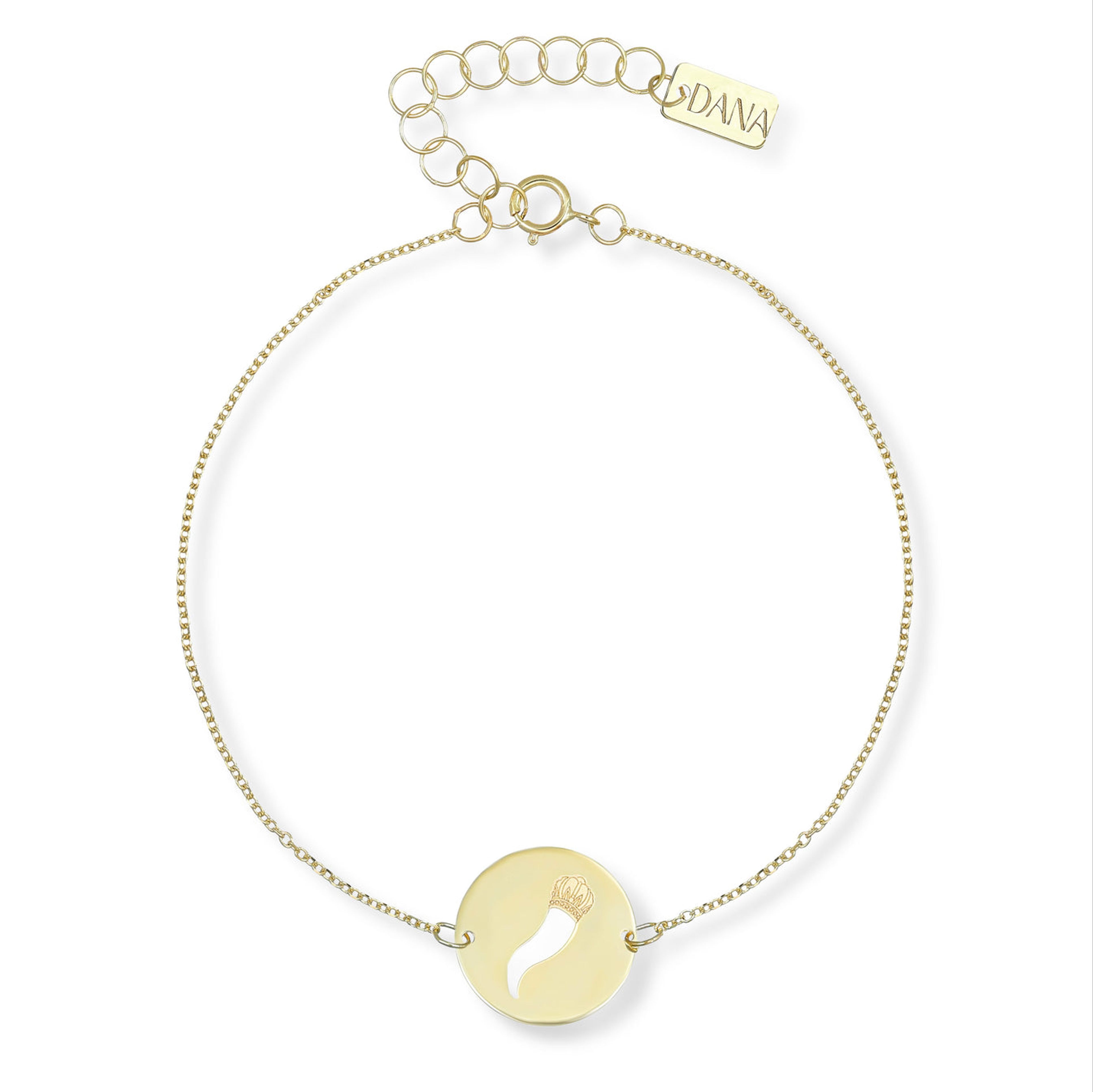Bracciale Scaramantico da Uomo e da Donna con Corno Napoletano su piastra tonda