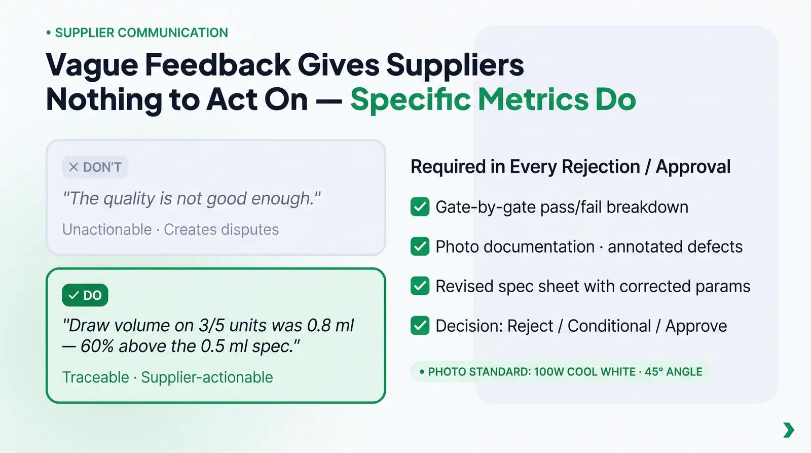 What to Document and Send Back to Your Supplier