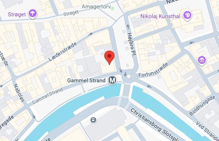 Karte der Kopenhagener Innenstadt mit dem Veranstaltungsort neben der Metrostation Gammel Strand
