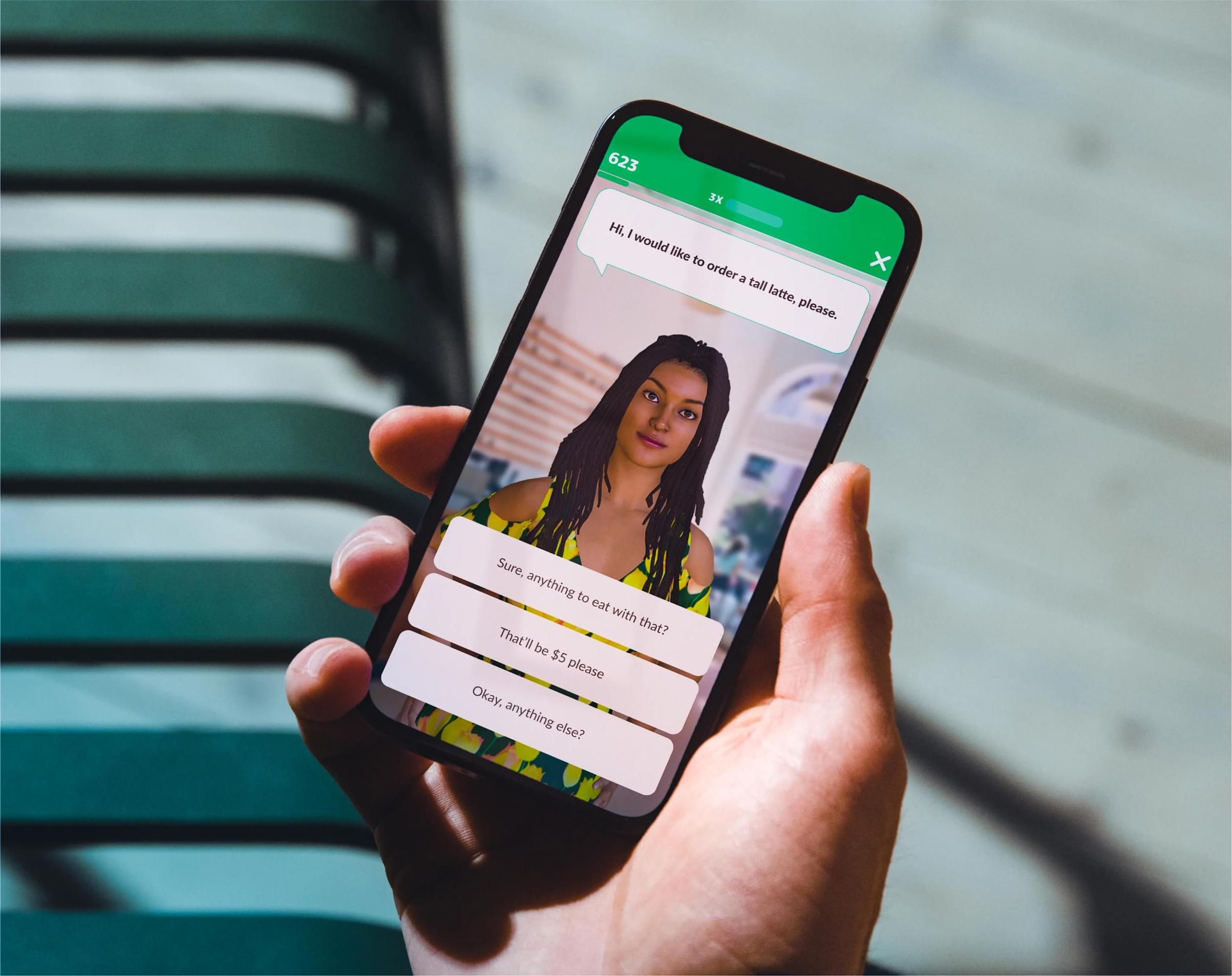 Trainings-Avatar auf einem Smartphone-Bildschirm