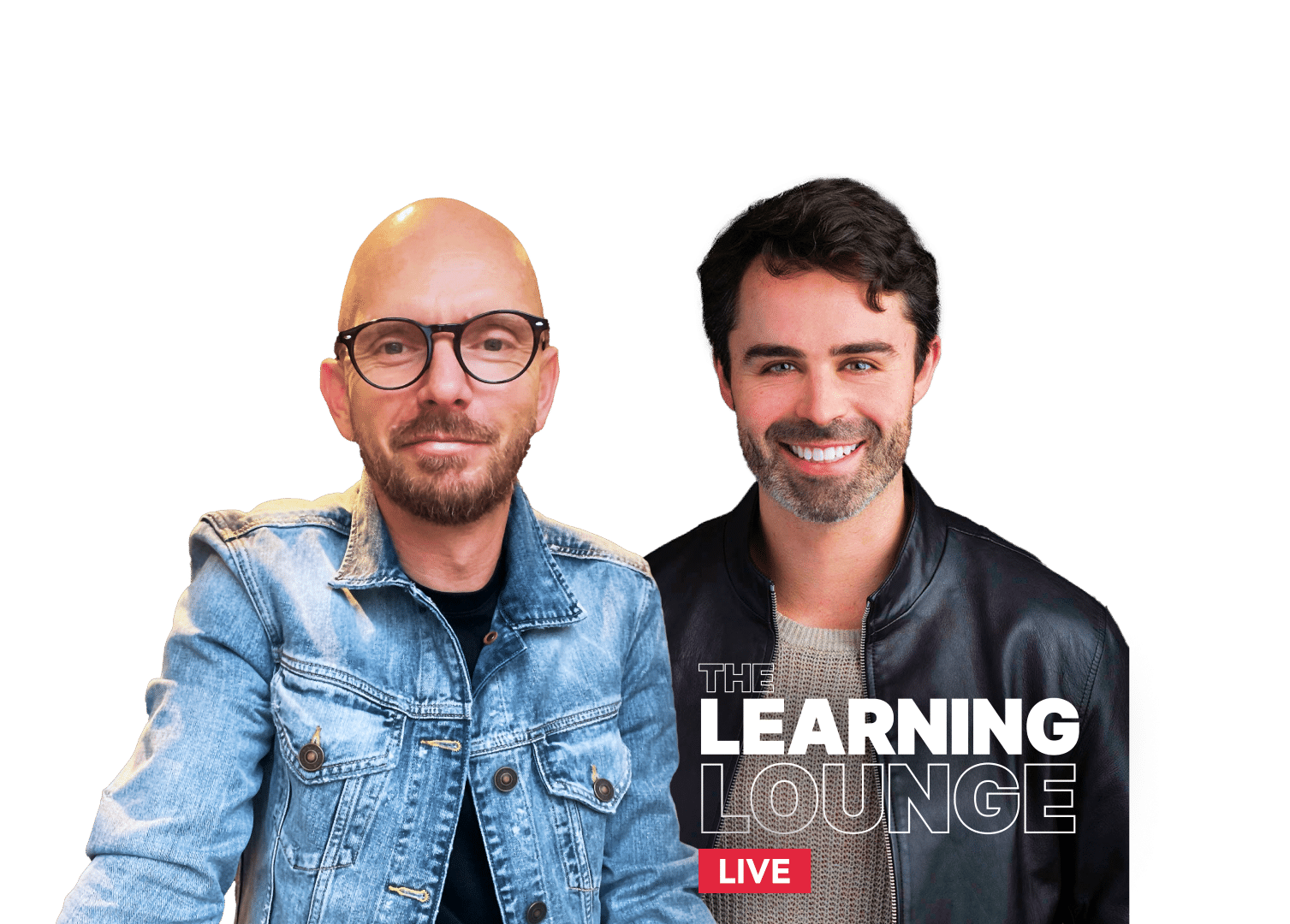 Zwei lächelnde Männer, Moderator und Gast des Podcasts The Learning Lounge Live