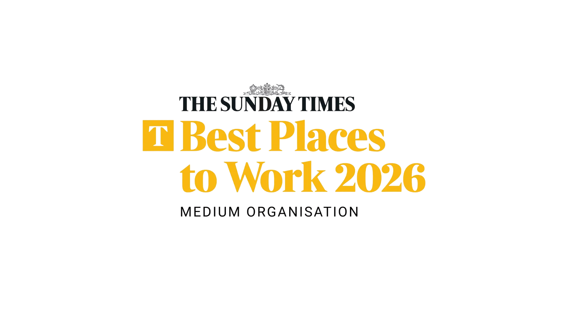 The Sunday Times Best Places to Work 2026 badge, Medium Organisation