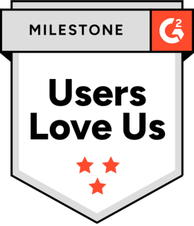 G2-Meilenstein-Badge „Users Love Us“