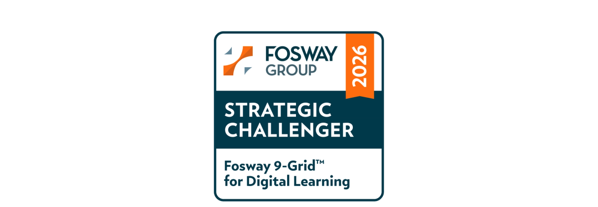 Fosway Group badge: Strategic Challenger 2026, Fosway 9-Grid™ for Digital Learning