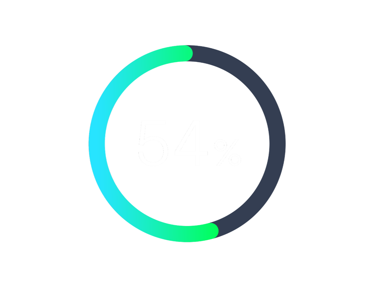 Circular progress chart highlighting 54%