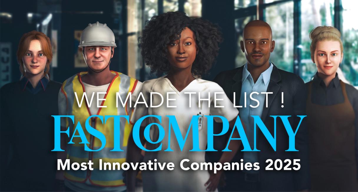 Fünf 3D-Avatare hinter dem Schriftzug We made the list, Fast Company Most Innovative Companies 2025