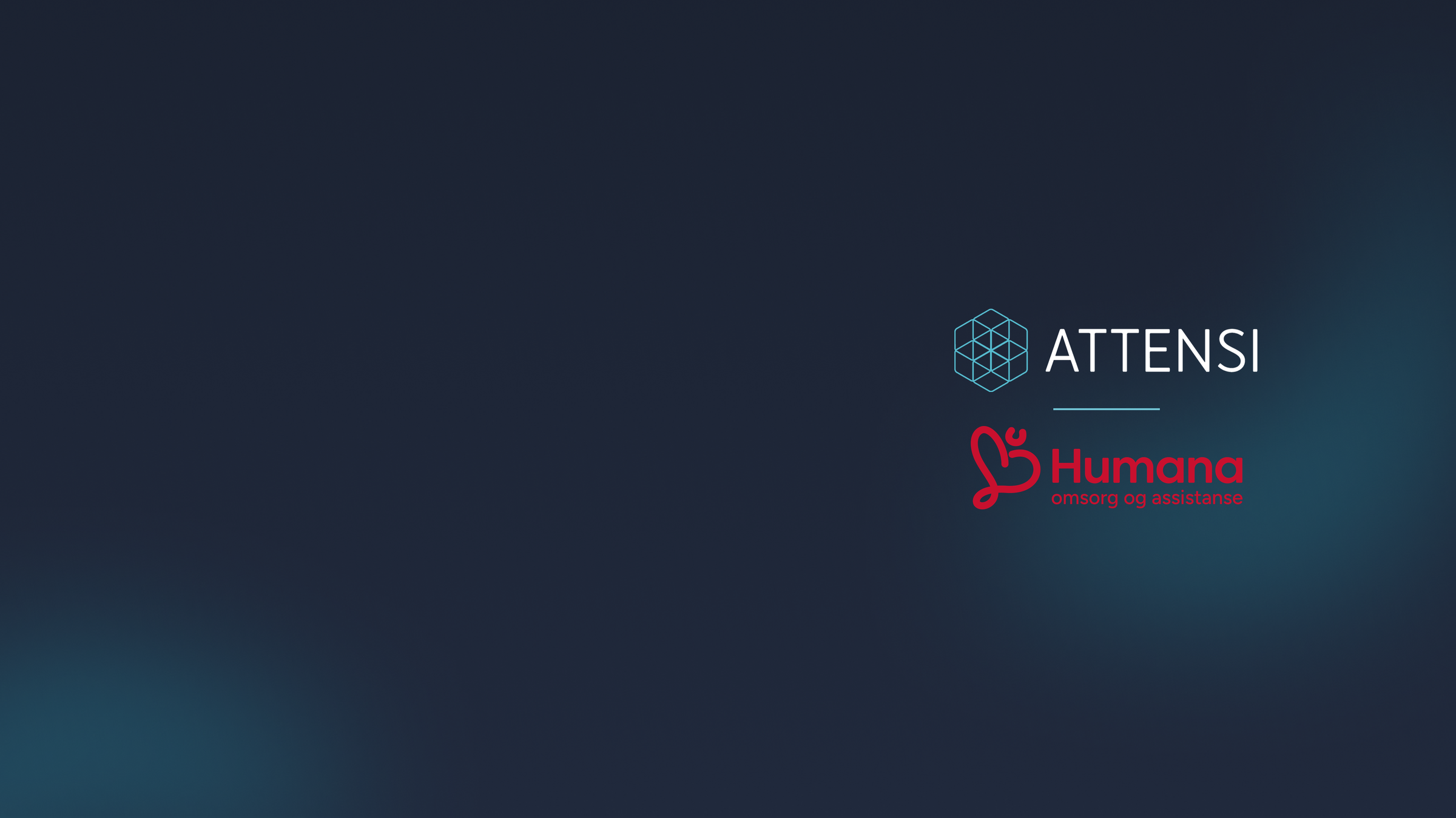 Logos for ATTENSI (geometric icon) and Humana (heart icon, text 'omsorg og assistanse').