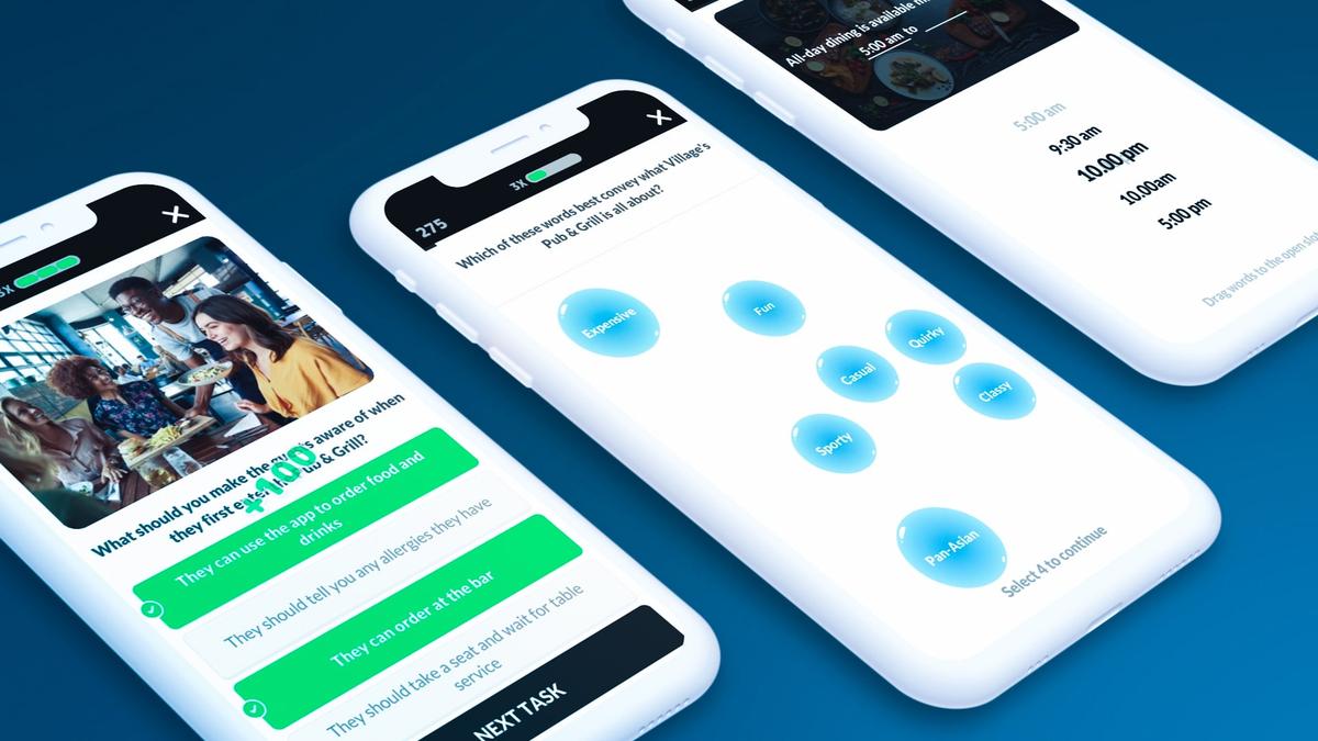 Village Hotels mobile phones with attensi skills minigames