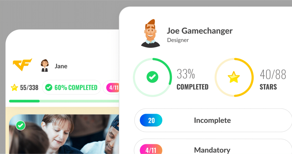 Points and badges awarded for completed training in Attensi Engage