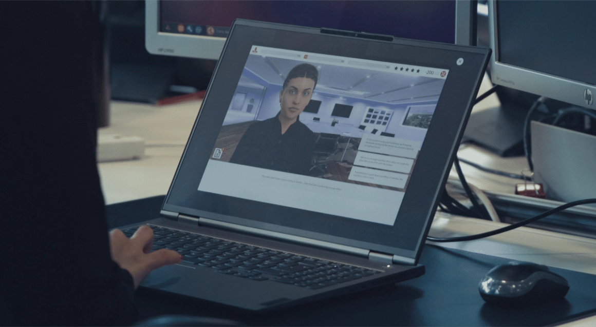 Hiscox attensi game on a laptop