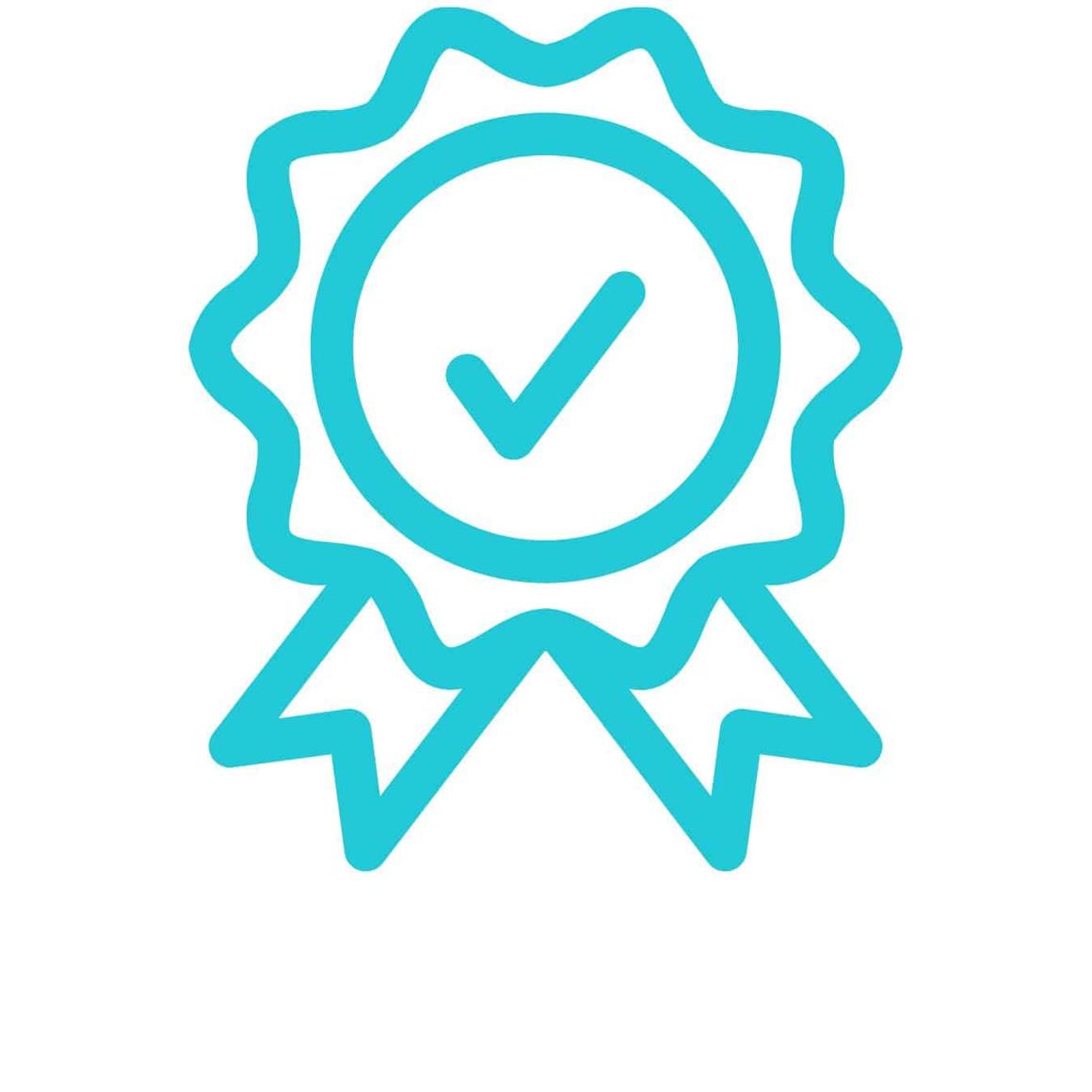 Ribbon certificate with a tick