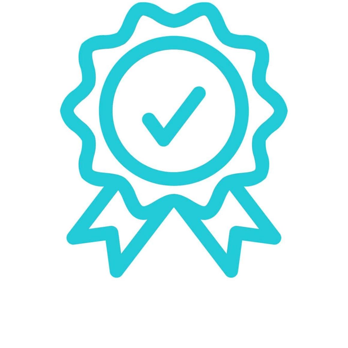 Ribbon certificate with a tick