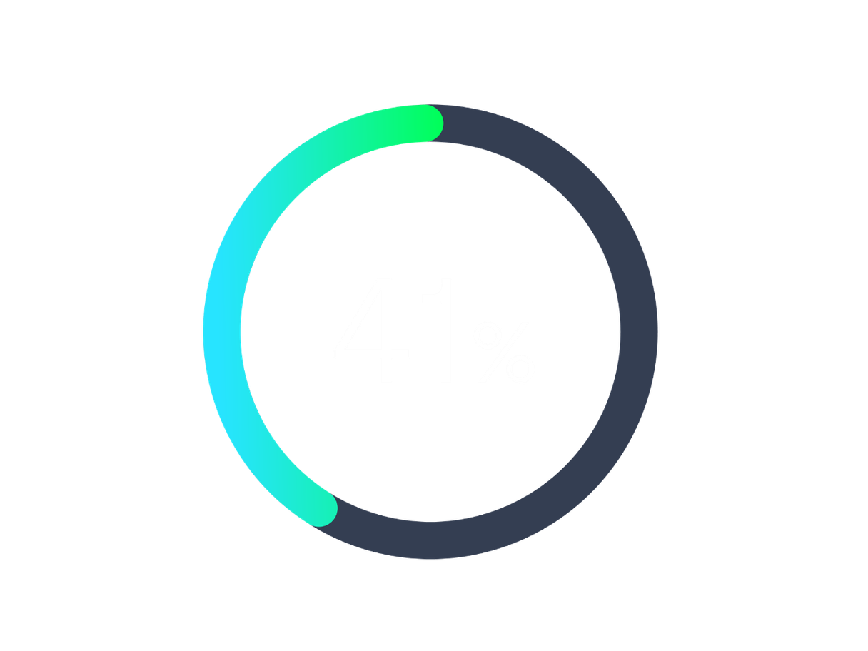 Circular progress chart highlighting 41%