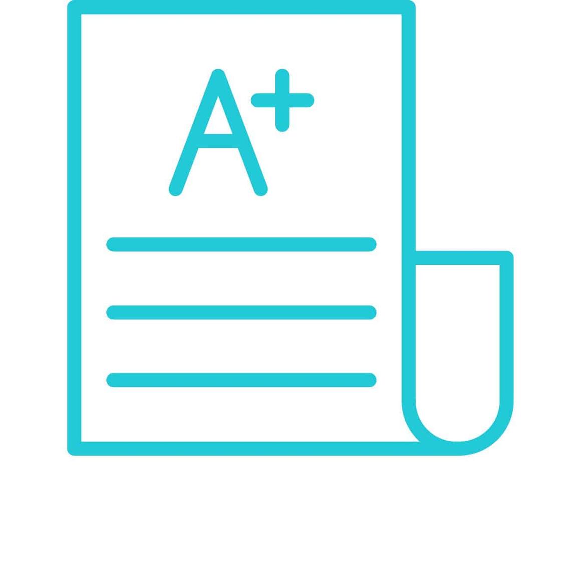 Exam paper with A+ grade