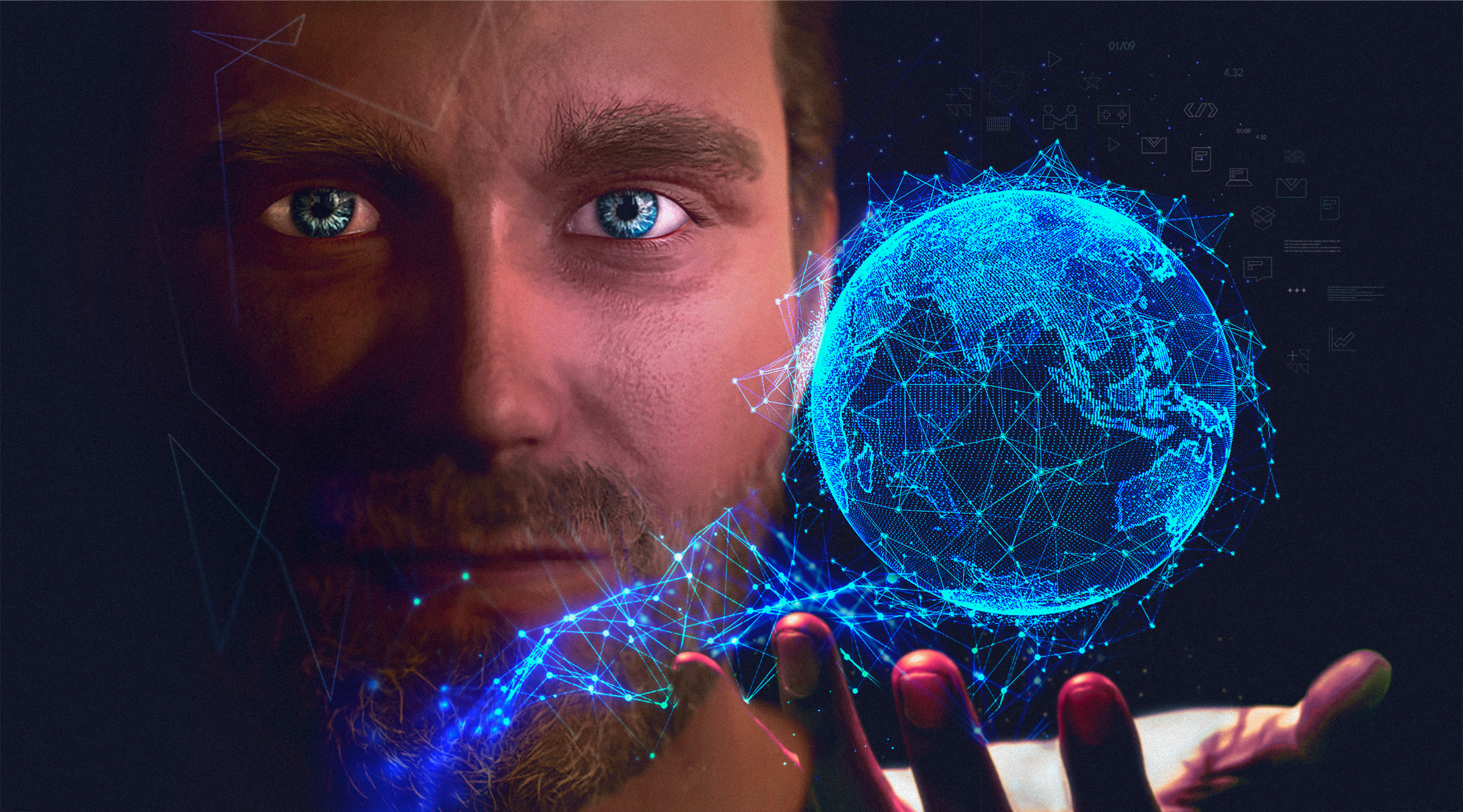 AI visual man and earth