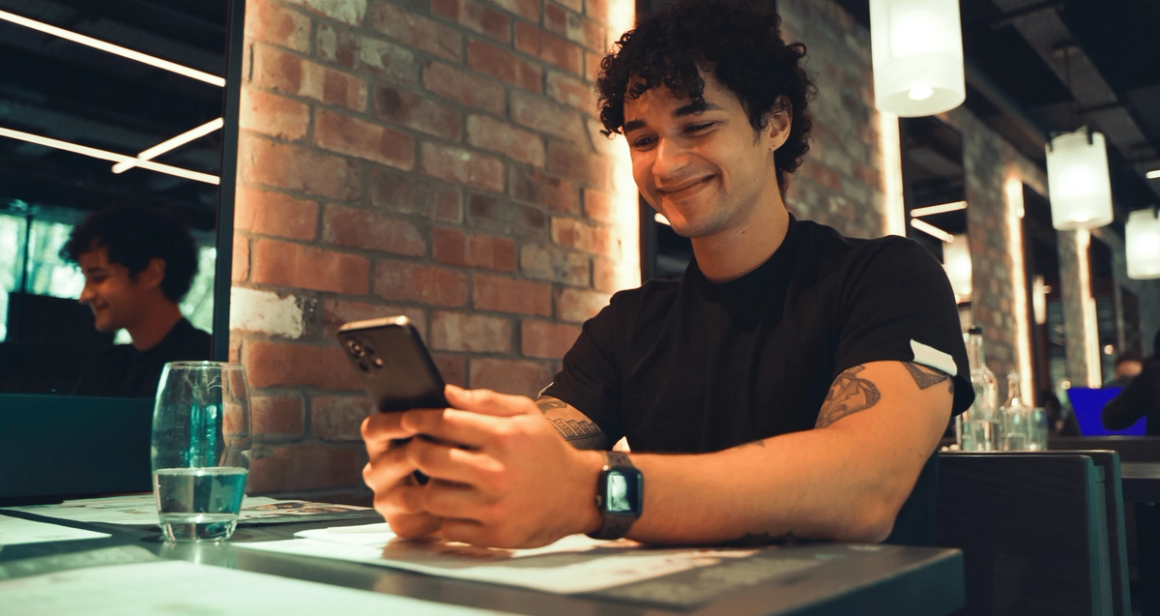 employee playing skills on mobile