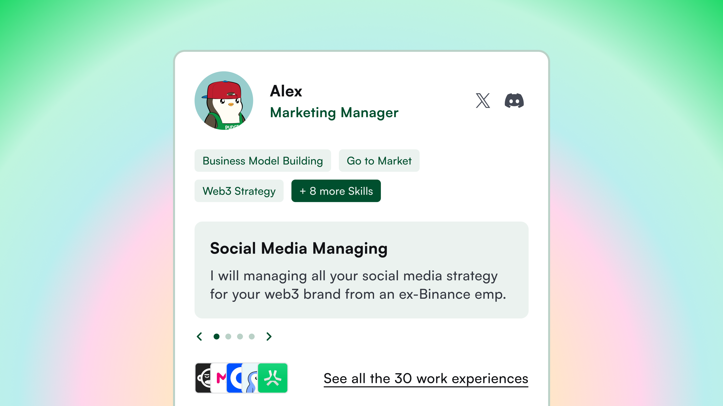 Alex on chain Nerwo freelancer card