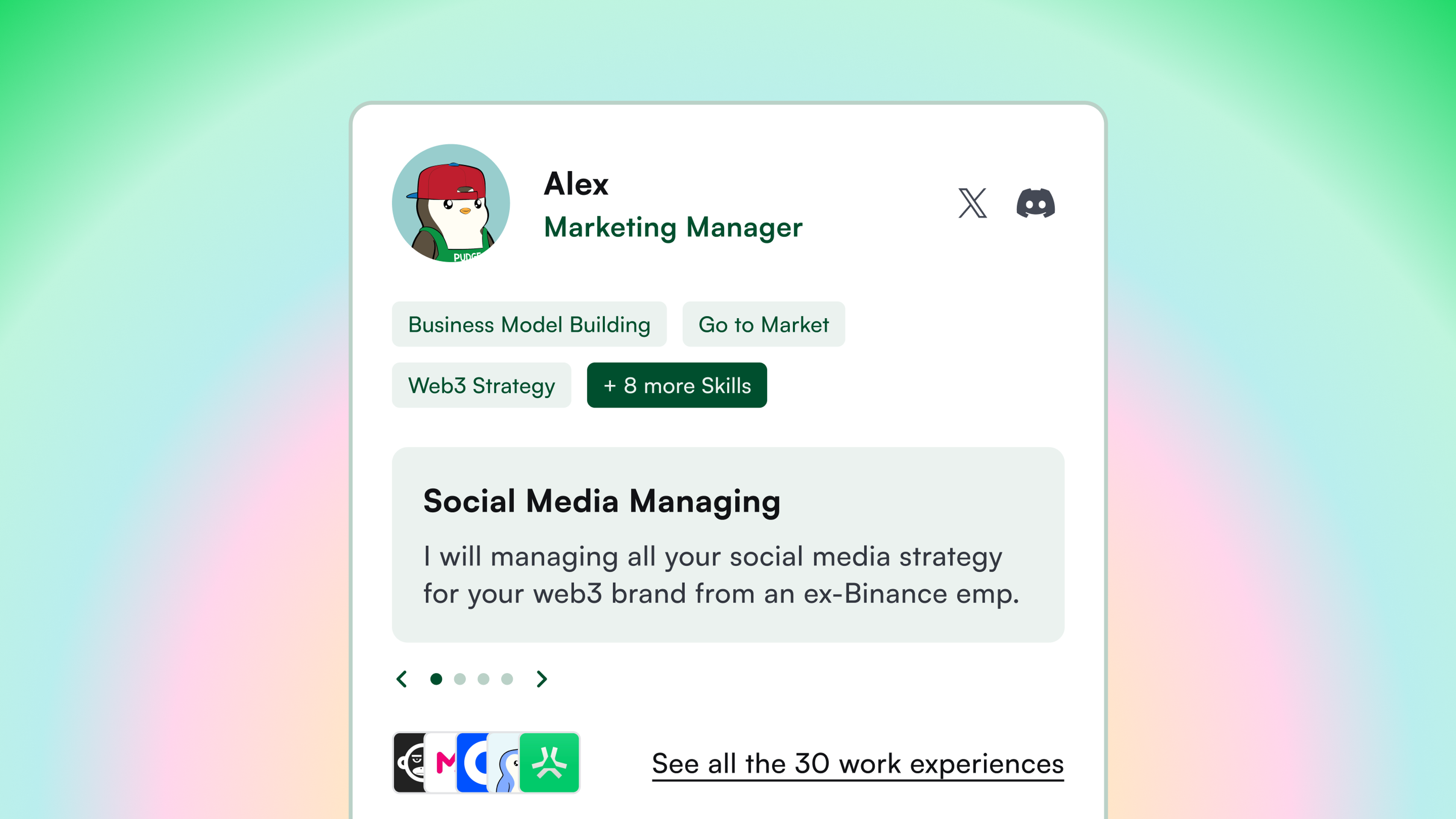 Alex on chain Nerwo freelancer card