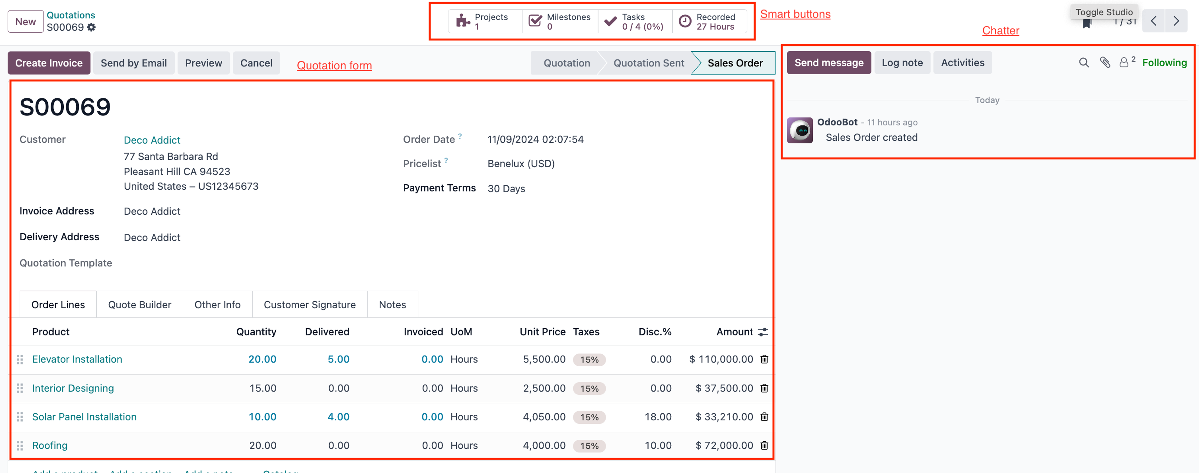 odoo record page basic layout