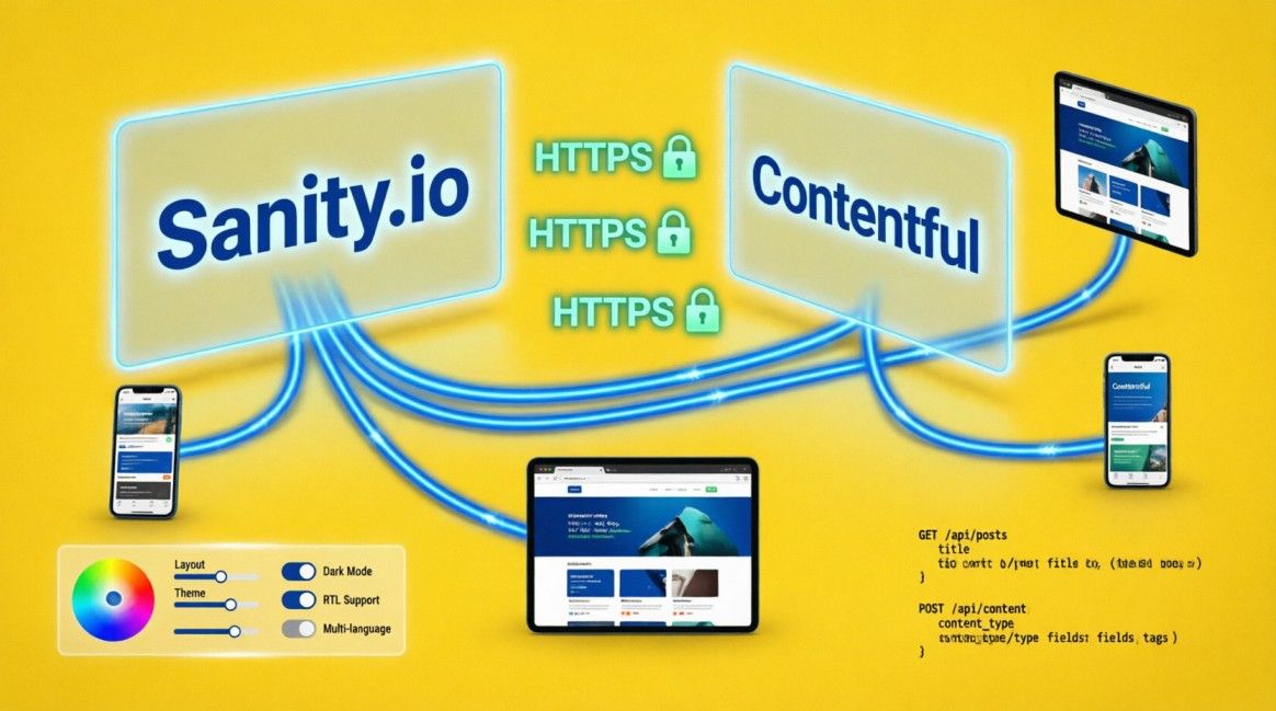 image depicting Headless CMS with sanity and contentful as illustration