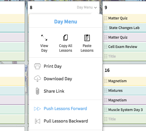 Pushing a whole day of lessons forward from inside the month layout is super satisfying!