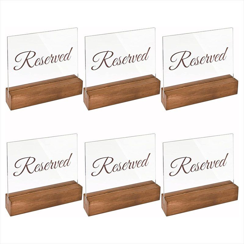 Acrylic Reserved Table Sign with Wood Base