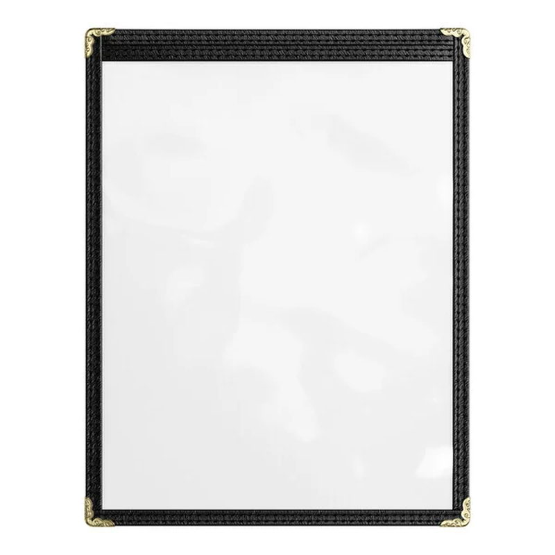 Black 2-View Single Pocket Vinyl Menu Cover