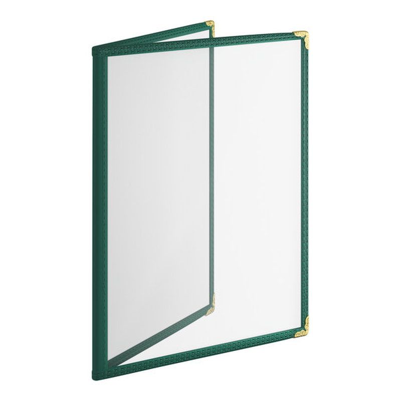 Green 4-View Double Pocket Clear Menu Cover