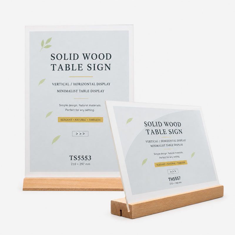 Custom tabletop sign holders for hospitality businesses