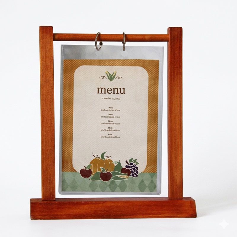 Wooden Double Post Menu Holder