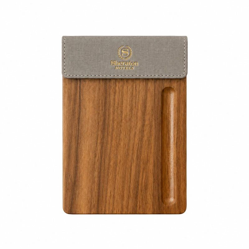 Leather Notepad Holder with Wood