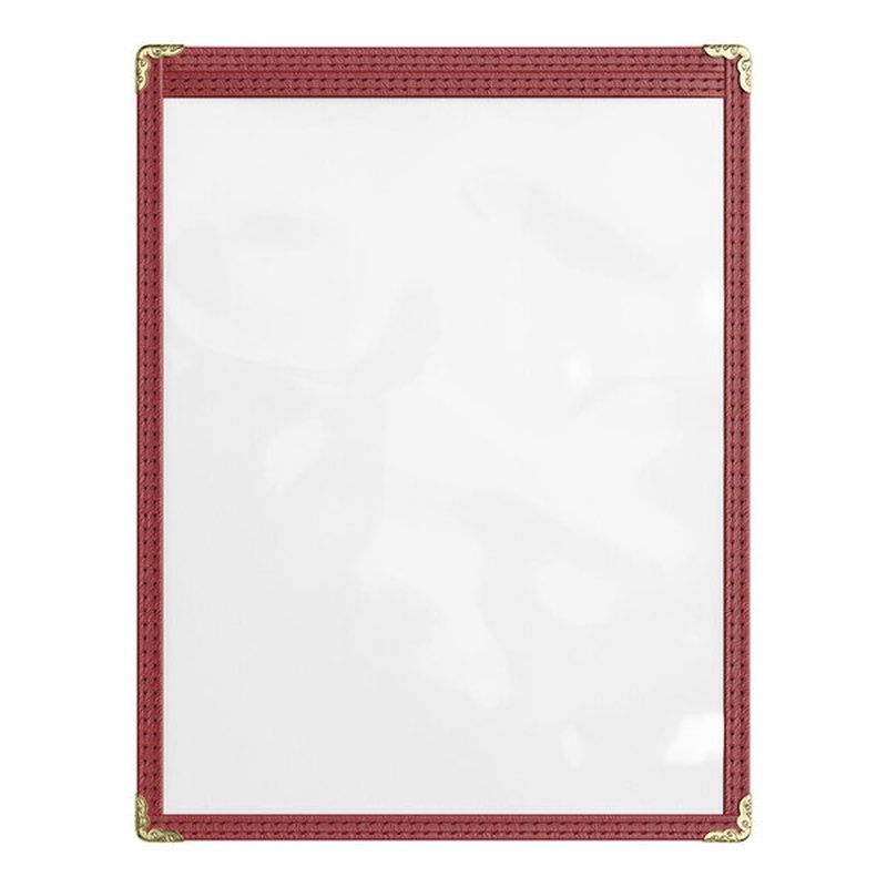 Burgundy 2-View Single Pocket Sewn Vinyl Menu Cover