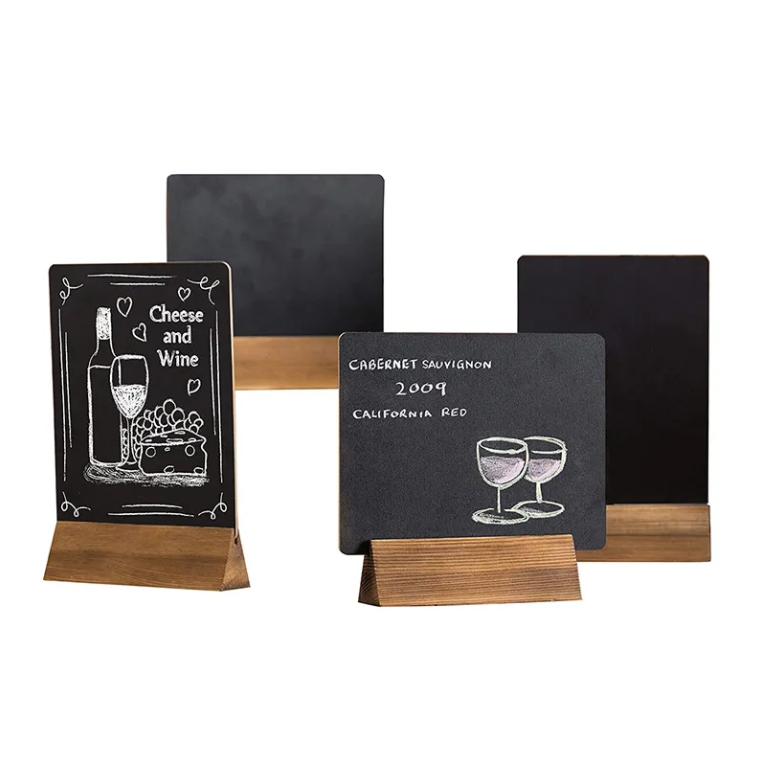 Mini Tabletop Chalkboard Signs with Wood Base